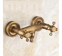 Robinet extérieur Kit Robinet de jardin Robinet de jardin Mitigeur de lavabo Robinet d'évier de salle de bain Cuivre complet Machine à laver chaude et froide dans le mur Rétro Porcelaine bleue et blan