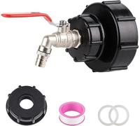 Robinet IBC pour conteneur - Réservoir d'eau - S100 x 8/S60 x 6 - Robinet à vis fileté - Robinet à bille 3/4 pouce - Adaptateur pour conteneur - Raccord pour tuyau d'arrosage