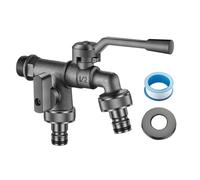 Robinet Jardin Antigel Extérieur | Double Voie Eau | Zinc Robuste, Régulation Deux Sorties - Une Entrée, Deux Départs Pour Terrasse, Jardin, Machine À Laver, Arrosage