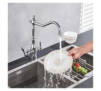 Robinet Lavabo, Cuisine de luxe doré Robinet d'évier d'eau pure Deux poignées en céramique Purification de l'eau Purification de l'eau chaude et froide mélangeur Tapis de pont monté(C)