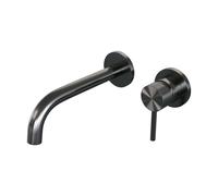 Robinet lavabo encastrable Brauer Gunmetal Carving - bec courbé gauche - manette longue étroite carving - modèle A 1 - PVD - gunmetal brossé 5-GM-004-B6-65