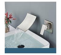 Robinet Lavabo, Matte Black/Chrome Bathroom Faucet Wall Mounted Waterfall Basin Faucets Washing Basin Taps Cold Water Mixer Tap(Brushed)