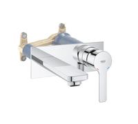 Robinet lavabo mural GROHE Lineare M Chromé + corps encastré