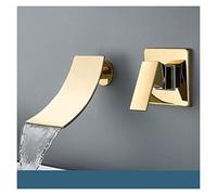 Robinet Lave Main, Matte Black/Chrome Bathroom Faucet Wall Mounted Waterfall Basin Faucets Washing Basin Taps Cold Water Mixer Tap(Gold)