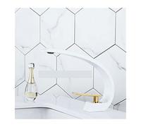 Robinet Lave Main, Robinet de lavabo de lavabo moderne Mélangeur de salle de bain Tap Tap Gold Wash Basin Robinet Robinet Simple Poignée Trou Chaude et froide Cascade Fauce(White and gold)