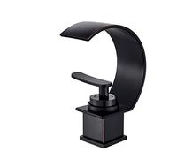 Robinet Lave Main, Robinet de lavabo de salle de bain contemporain avec sortie en cascade et mitigeur d'eau chaude et froide à effluent doux, installation sur le pont(Black Bronze)