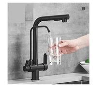 Robinet Lave Main, Robinet de robinet de robinet de cuisine noir 360 robinet d'eau pure pivotant pivotant Doubler la purification des becs Fonctionnalité des robinets de mélangeur froid à chaud