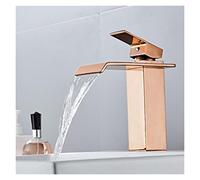 Robinet Lave Main, Rose Gold Salle de bain Fauce Solide En laiton Salle de bain Robinet Robinet Robinet Robinet Robinet Robinet Robinet Simple Poignée Single Poignée Tape montée sur pont(Rose gold 1)