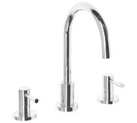 Robinet Mélangeur 3 Trous en Laiton et Acier Inox Chromé Ajout Design au Lavabo et Accessoire Déco pour Salle de Bain Moderne Beliani