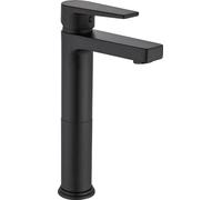 Robinet mélangeur à levier unique pour lavabo Unyqoos®, en laiton massif, robinet de salle de bain haut, pour eau froide, couleur noire, 100% sans plomb et sans nickel, cartouche en céramique, raccord