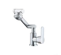 Robinet mélangeur d'eau chaude et froide pivotant à 1080 degrés - Double mode de débit - Poignée unique - Facile à installer pour cuisine et salle de bain - Corps en ABS - Valve en céramique noire