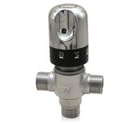 Robinet mélangeur thermostatique - Vanne à 3 voies pour eau chaude et eau froide - Régulation de la température - Raccordement de 1,27 cm