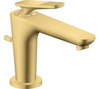 Robinet mitige pour lavabo AXOR Citterio C, modèle 90, avec technologie CoolStart, pour lavabos et ensemble de bonde à coulisse - Design cubique, finition laiton brossé