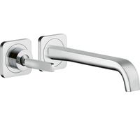 Robinet mitige pour lavabo encastré AXOR Citterio E, pour montage mural, avec douchette, bec de 221 mm et rosaces, finition chrome