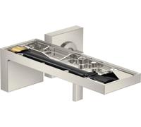 Robinet mitige pour lavabo, encastré, pour montage mural, avec un bec de 221 mm, sans plaque, finition inox