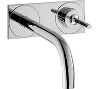 Robinet mitige pour vasque, encastré, pour montage mural, avec un bec de 165 mm et une plaque, finition chrome