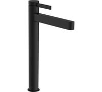 Robinet mitige pour vasque Hansgrohe Finoris, finition noir mat, avec technologie CoolStart, conçu pour les vasques à poser et équipé d'un système de bonde à ouverture par simple pression