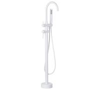 Robinet Mitigeur de Bain sur Pied en Inox Zinc et Laiton Blanc Mat 116 cm Tugela