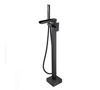 Robinet Mitigeur de Douche Et Baignoire sur Pied en Laiton avec Effet Cascade avec Pommeau de Douche Noire Robinet Mitigeur de Douche Et Baignoire avec Effet Cascade Noir