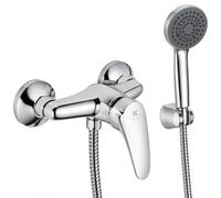 Robinet mitigeur de douche Kalla avec poignée, support et flexible | Ensemble de rénovation de douche avec contrôle du débit et de la température, douchette à main, support et flexible