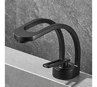 Robinet mitigeur de salle de bain en laiton noir à poignée unique Robinet à bec visuel pour eau chaude et froide Grifo de ABO Mitigeur d'évier de salle de bain moderne Installation facile