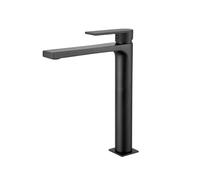 Robinet mitigeur haut Alpha pour lavabo - Installation facile, finition premium - Design élégant, économie d'eau et durabilité - Noir