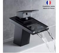 Robinet Mitigeur lavabo Cascade Verre en Laiton Noir Tendance & Flexible x 2-Decopine