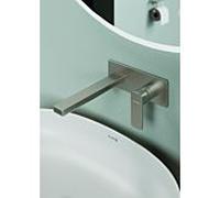 Robinet mural 2 trous Kludi RENON 42245N575 240 mm, kit de montage fin, inox nickel brossé PVD