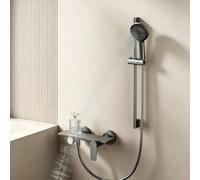 Robinet Mural Baignoire avec Douchette Gris Pistolet a Poignée Unique Mitigeur Bain Douche Mural Entraxe 150 Bimode