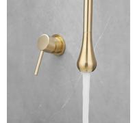 Robinet mural en laiton Poignée unique Suspendu au plafond pour lavabo, eau chaude et froide - Or brossé