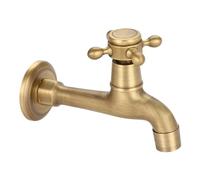 Robinet Mural en Laiton Vintage Bec Long 12.5cm, Robinet d'Arrêt Simple Évier Entrée G1/2 avec Vanne Céramique Bouche de Puisage pour Buanderie Cellier