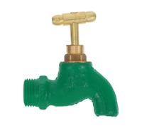 Robinet Mural Extérieur en Fer et Cuivre 1/2 Pouce pour Jardin | Débit Simple, Réglage Facile, Raccord pour Tuyau, Bec Intégré, Usage Mural, Finition Verte