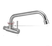 Robinet mural simple eau froide en acier inoxydable 304 avec valve à disque et bec rotatif pour salle de bain, buanderie, noir brossé (H)