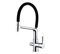 Robinet Osmoseur Extractible Robinet 3 Voies Cuisine Double Poignée Robinet Pour Evier de Cuisine avec Douchette Extractible Pour Purificateur Eau Chrome
