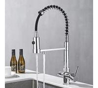 Robinet Osmoseur Extractible Robinet 3 Voies Douchette Robinetterie à Ressort Mitigeur Evier avec Douchette Robinet D'evier d'eau Potable Pour Purificateur Eau Chrome