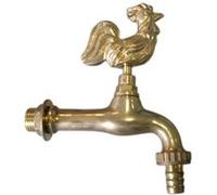 Boutté Robinet de jardin 402Q – Poignée coq en laiton, motif animal, Entrée 15x21, Or