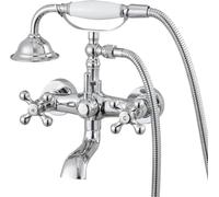 Robinet pour baignoire sur pieds, robinets muraux pour baignoire avec douchette à main, kit de robinetterie vintage en chrome poli pour baignoire sur pieds avec bras pivotants réglables et bec rotatif