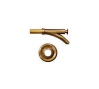 Boutté - Robinet poussoir entrée mâle 15x21 avec rosace laiton brut, filetage long 5 cm