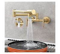 Robinet Rotatif, Robinet de remplissage marmite en laiton 2 trous montage mural robinet cuisine pliant mitigeur chaud et froid 3 poignées(Gold 2 Function)