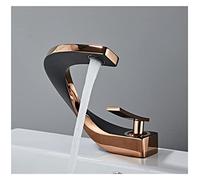 Robinet Rotatif, Robinet de salle bain en laiton or rose blanc robinet bassin mitigeur d'eau chaude froide d'évier monté sur le pont noir or(Rose gold black)