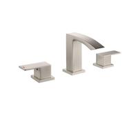 Robinet Salle Bain Robinet de lavabo en métal doré brossé, double poignée carrée, 3 trous, mitigeur thermostatique eau chaude/eau froide, montage sur plage pour salle de bain