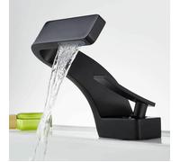 Robinet salle de Bain Cascade Noir Type C - Mitigeur de lavabo Économie d'eau - Design Élégant