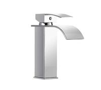 Robinet Salle De Bain, Cascade Robinet Lavabo, Laiton Monocommande Haut Mitigeur Lavabo, Eau Chaude Et Froide Disponible, Valve En Céramique, Pour Salle De Bains Et Wc, Style Moderne, Noir