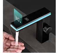 Robinet Salle de Bain intelligent à affichage numérique LED -Anneau lumineux 3D -Température débit d'eau réglables -Mitigeur Lavabo