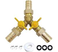 Robinet sphérique d'arrêt 3/4" avec 2 interrupteurs, valve en forme de Y, en laiton pour eau, huile, gaz, carburant, robinets de conduite avec 3 colliers de serrage