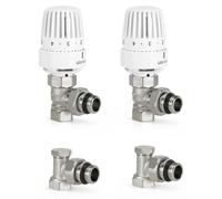 Robinet thermostatique d'angle - Raccord 1/2 pouce - Capteur de liquide - Clapet anti-retour - Lot de 2