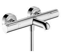 robinet thermostatique de douche Hansgrohe Ecostat Element, modèle mural, finition chrome
