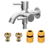 Robinet universel 1/2" en laiton, résistant rouille et gel, 2 raccords, bande étanchéité rouleau, pour machine à laver, jardin, cuisine, salle de bain"}