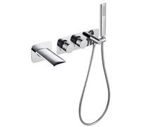 Robinets de Bain à LED, mitigeur de Douche, Robinet Cascade Chaud et Froid Mural, 2 Fonctions, Ensemble de mitigeurs de Douche pour Bain Gris
