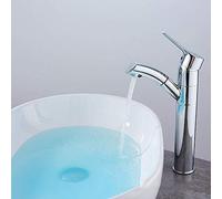 Robinets de lavabo de Salle de Bain Évier de Cuisine en Argent électrolytique Robinet à Hauteur rotative en cuivre Type à Tirette Climatisation d'eau Chaude et Froide Robinet monotrou Design de